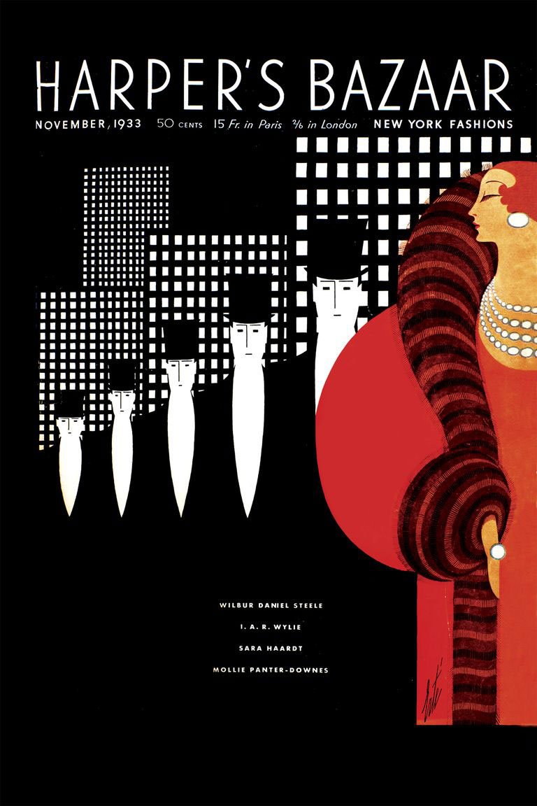 Erte's cover for the November 1933 issue of Harper's BAZAAR — harpersbazaar.com