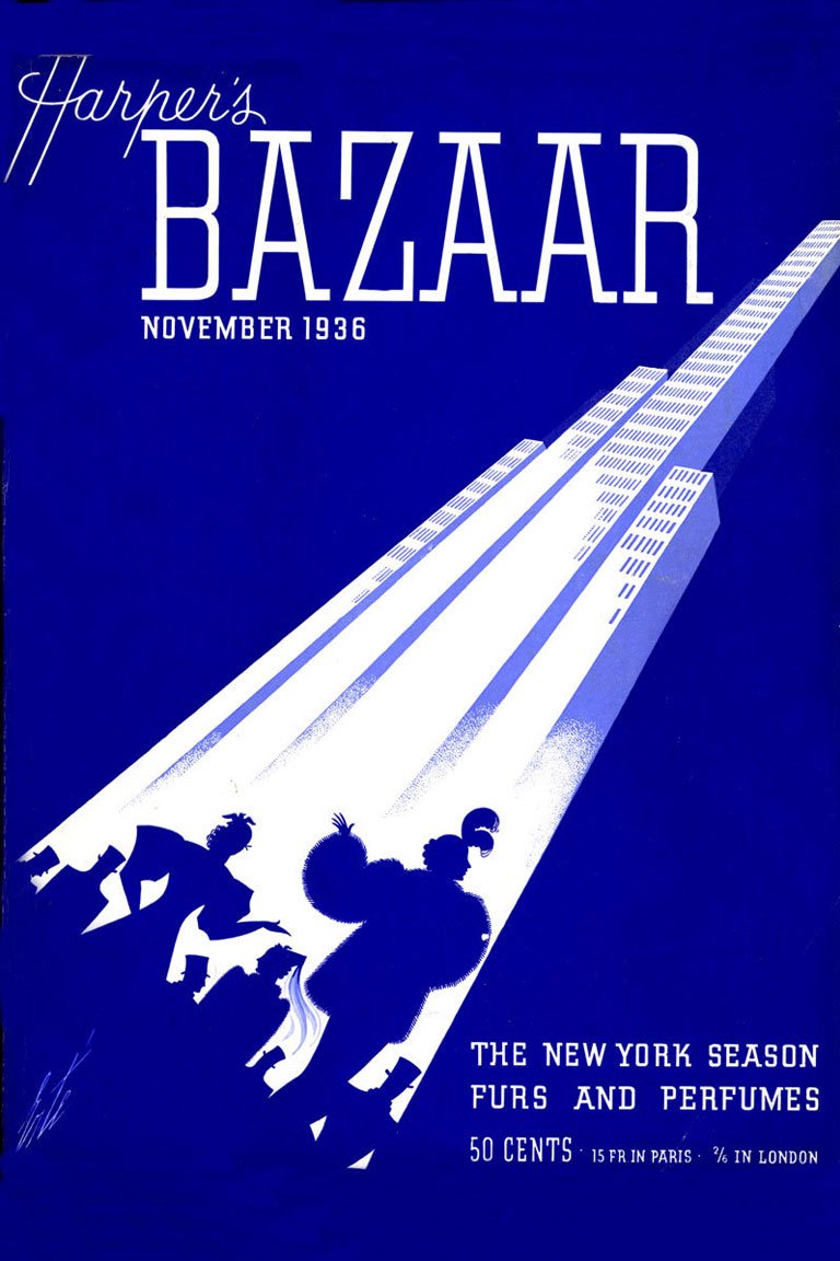 Erte's cover for the November 1936 issue of Harper's BAZAAR — harpersbazaar.com