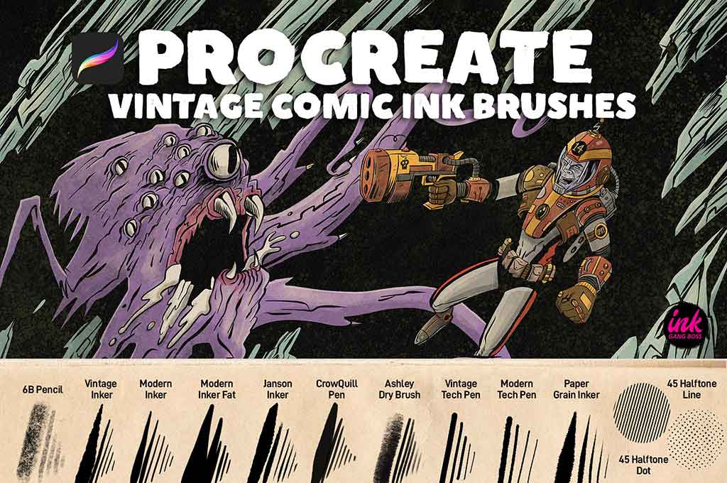 Procreate Vintage Comic Ink Brushes