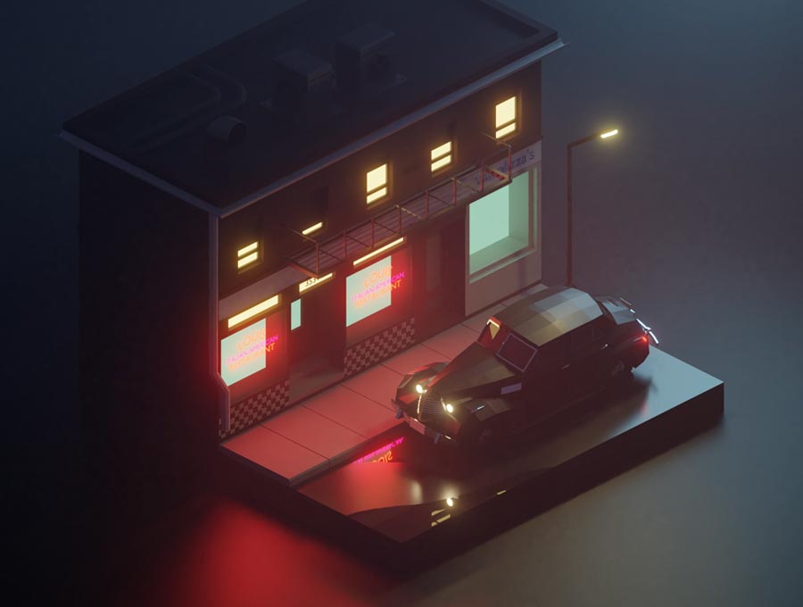 Low Poly Godfather Scene - Louis Restaurant