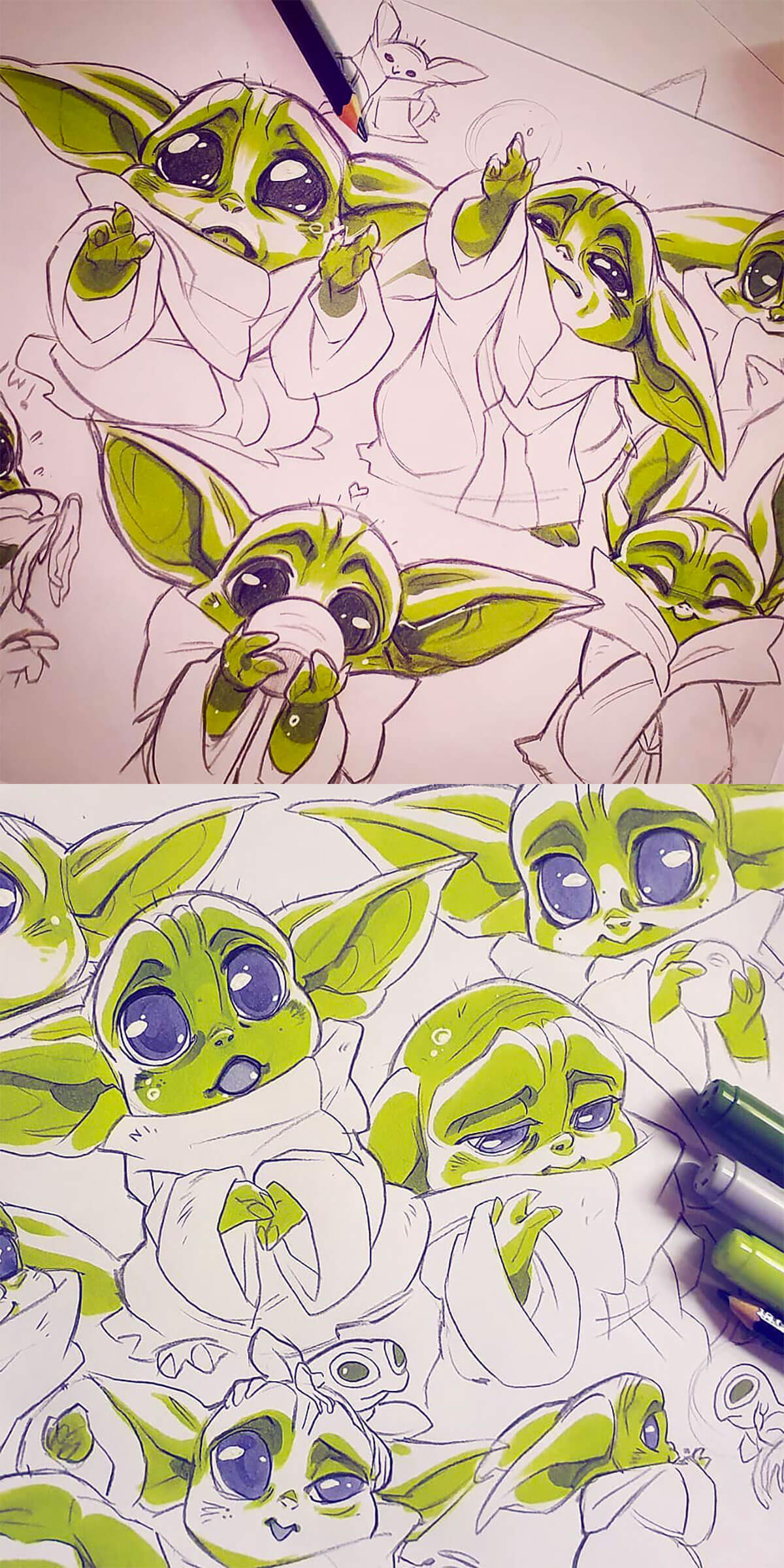 Baby Yoda Fan Art by Evana