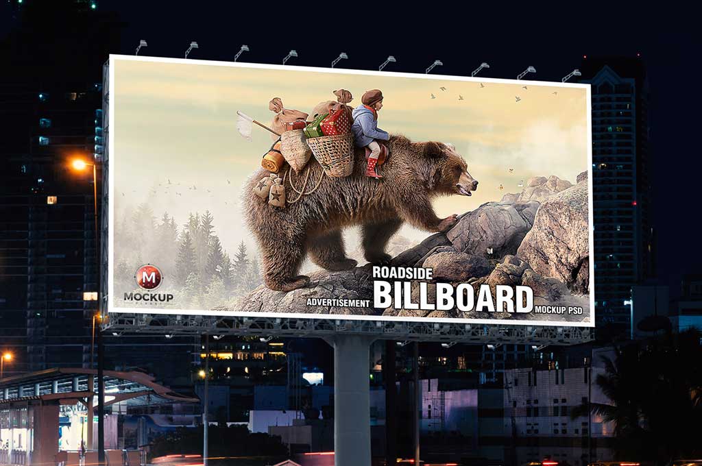 Roadside Advertisement Billboard Mockup