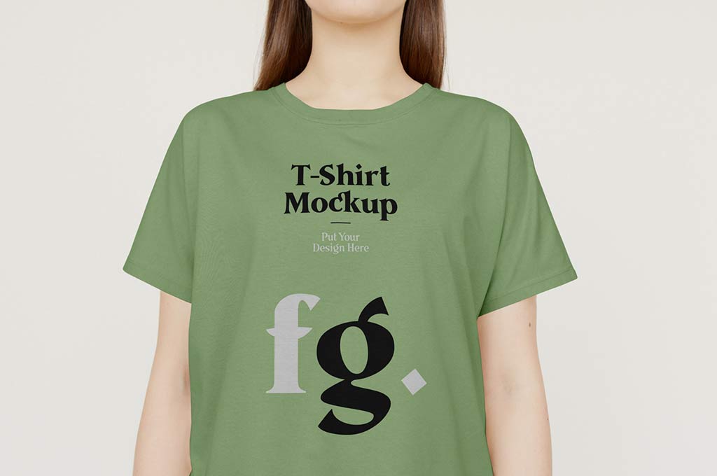 T-Shirt on Woman PSD Mockup