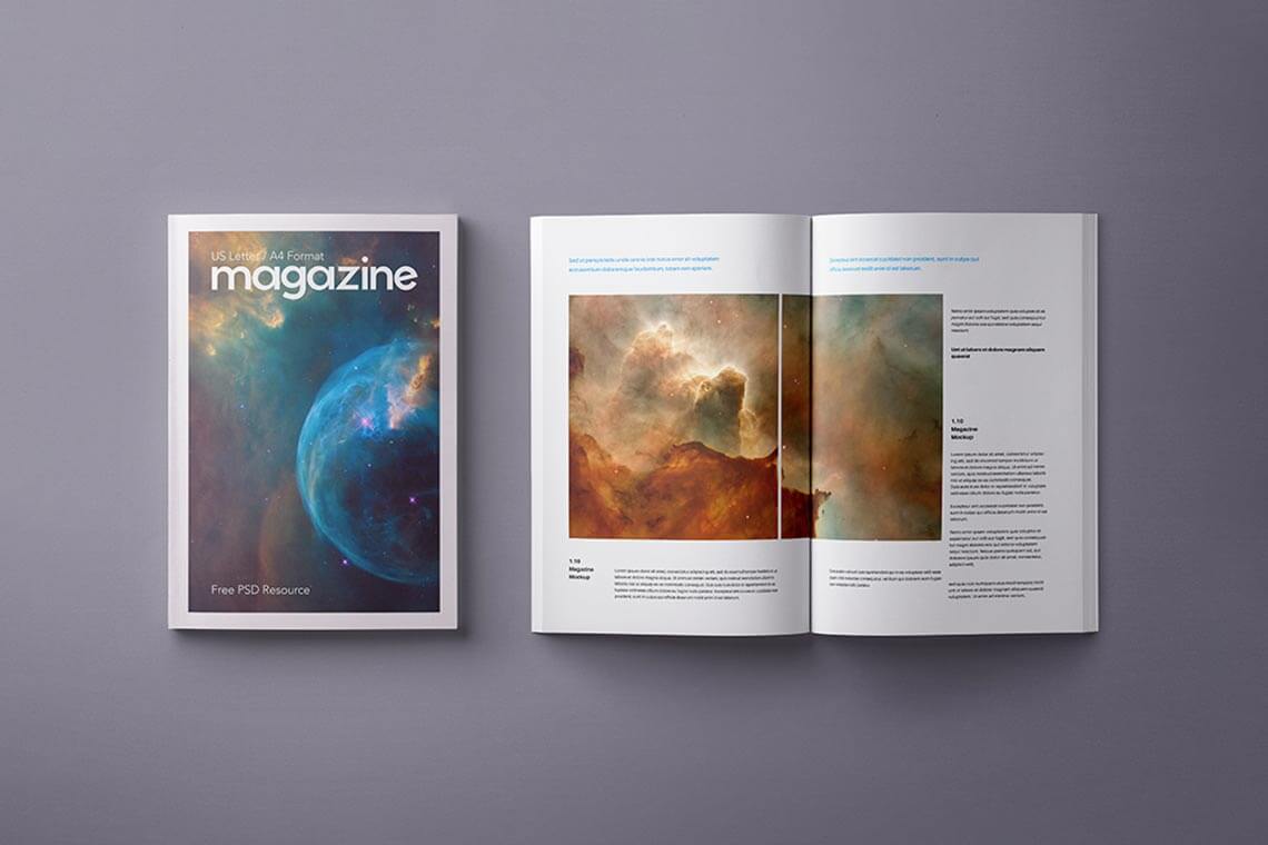 PSD Magazine Mockup Template US A4