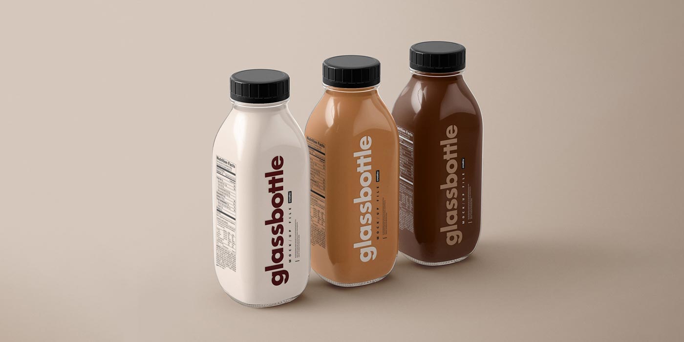 Red smoothie bottle mockup