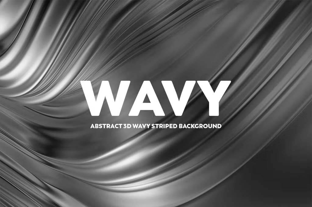 Abstract 3D Wavy Striped Backgrounds B/W