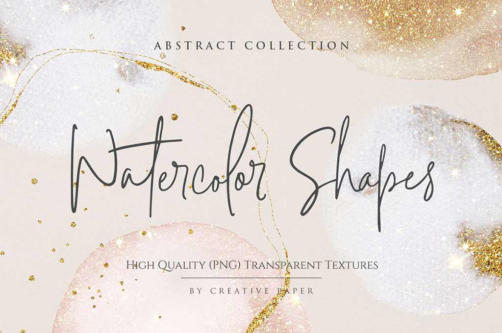 Gold Watercolor Shapes — PNG Overlays
