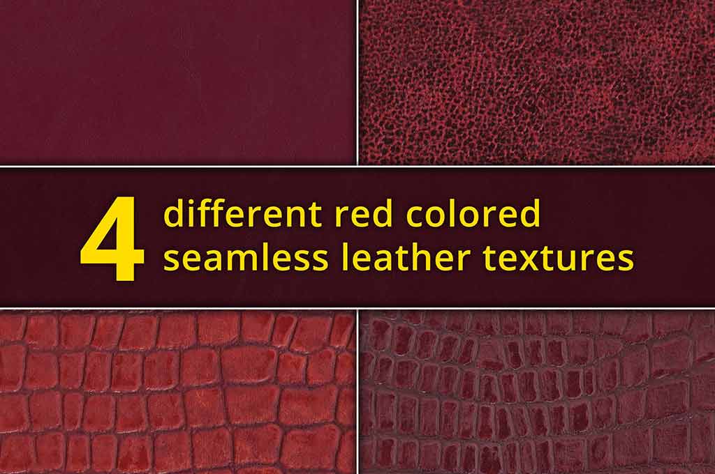 Set of 4 Seamless Red Leather Textures