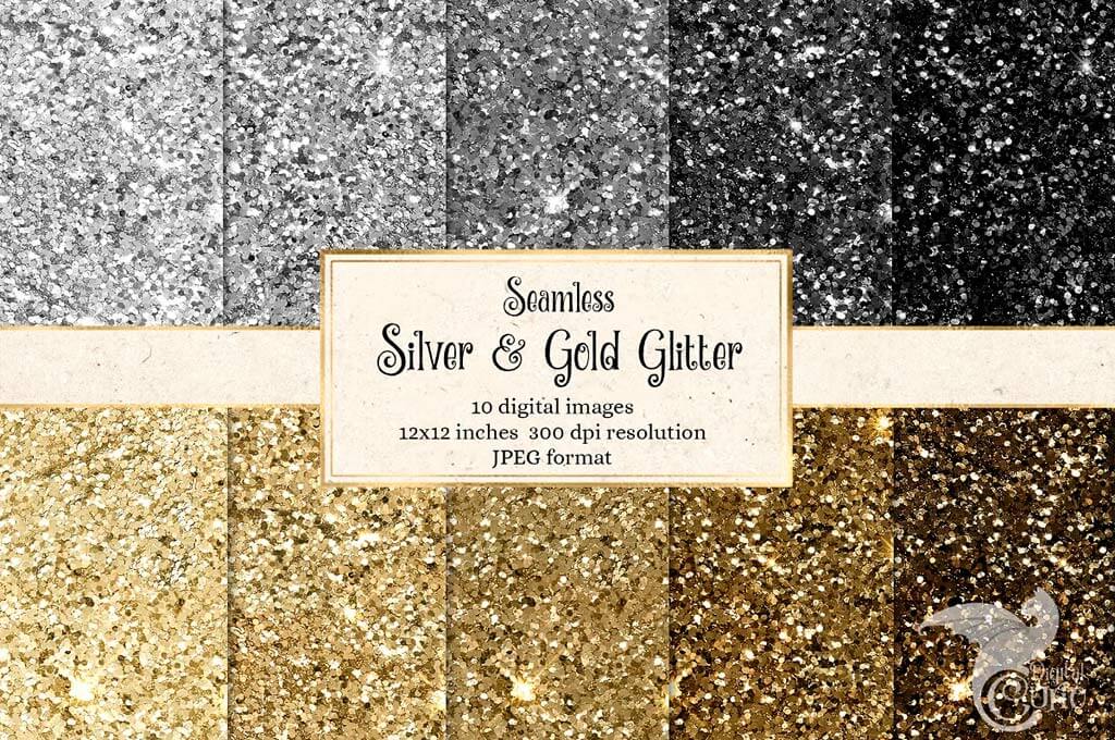 Silver and Gold Glitter Textures