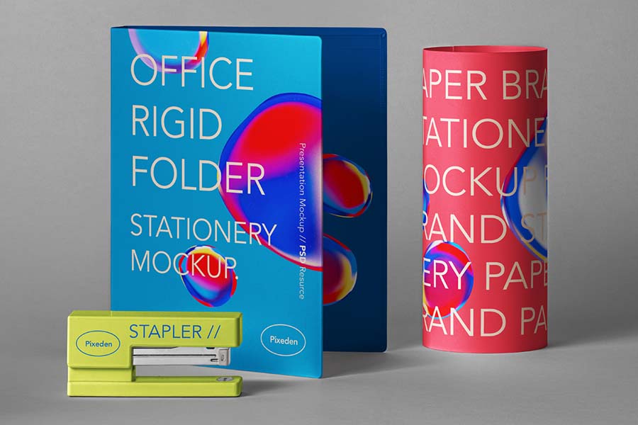 Stationery PSD Folder Mockup Scene