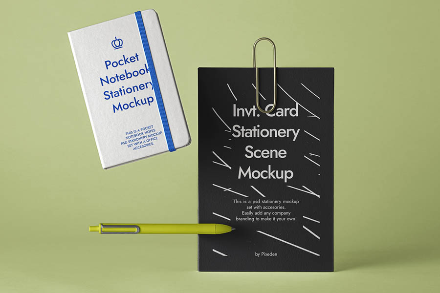 Stationery PSD Notebook Mockup Scene