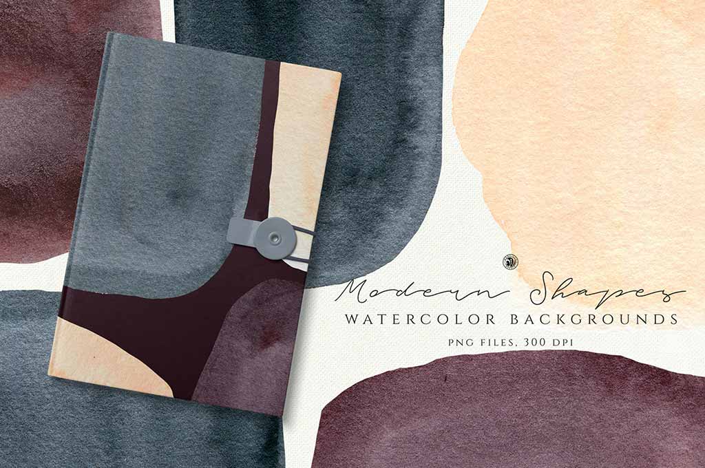 Watercolor Backgrounds: Modern Shapes