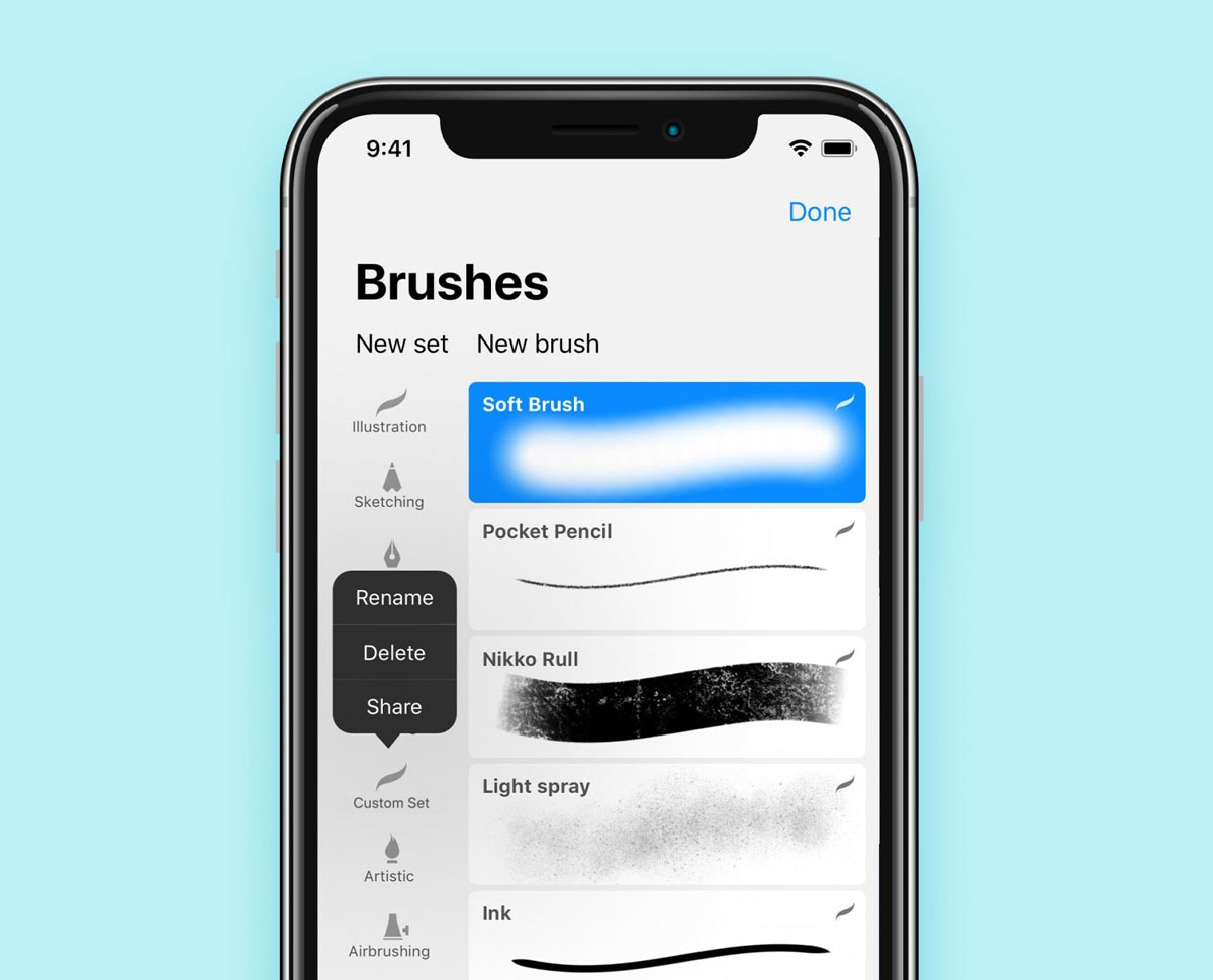 Brushes in Procreate Pocket