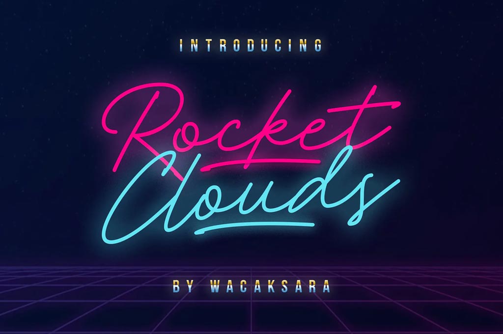 Rocket Clouds Neon Font