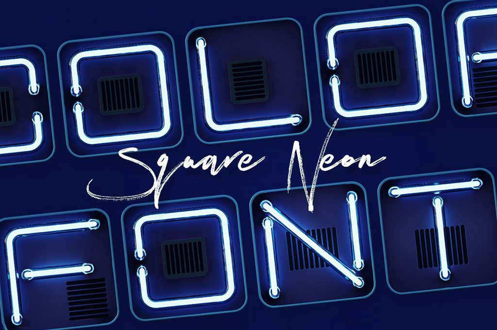 Square Neon — 3D Color SVG Font