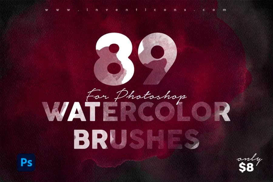 89 Realistic Watercolor Brushes for Photoshop
