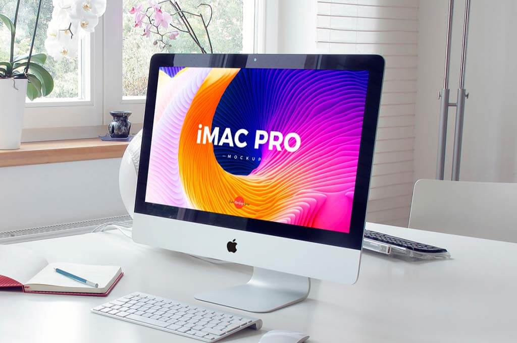 Free Elegant Interior iMac Pro Mockup PSD