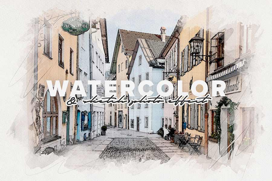 Watercolor and Sketch Photo Effect