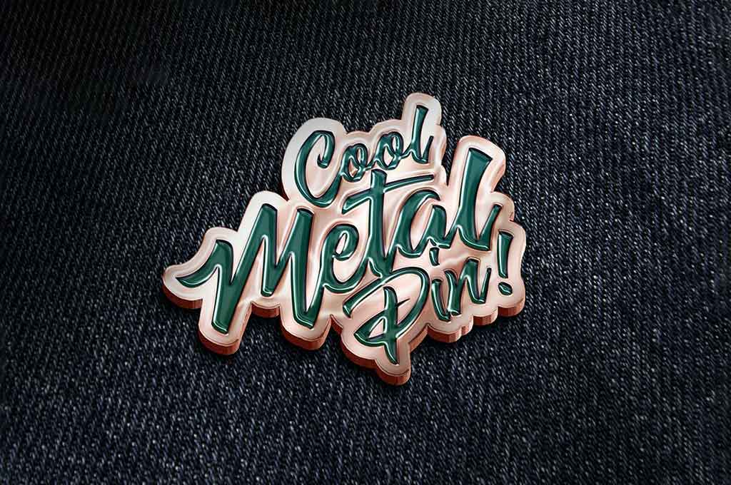 Metal Pin Template — Text and Logo Mockups