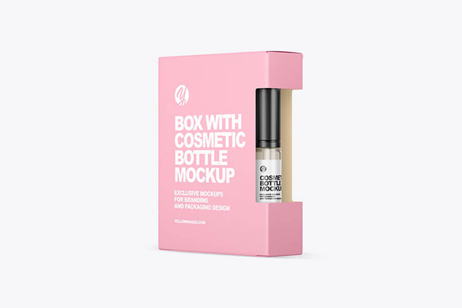 Box with Cosmetic Bottle Mockup