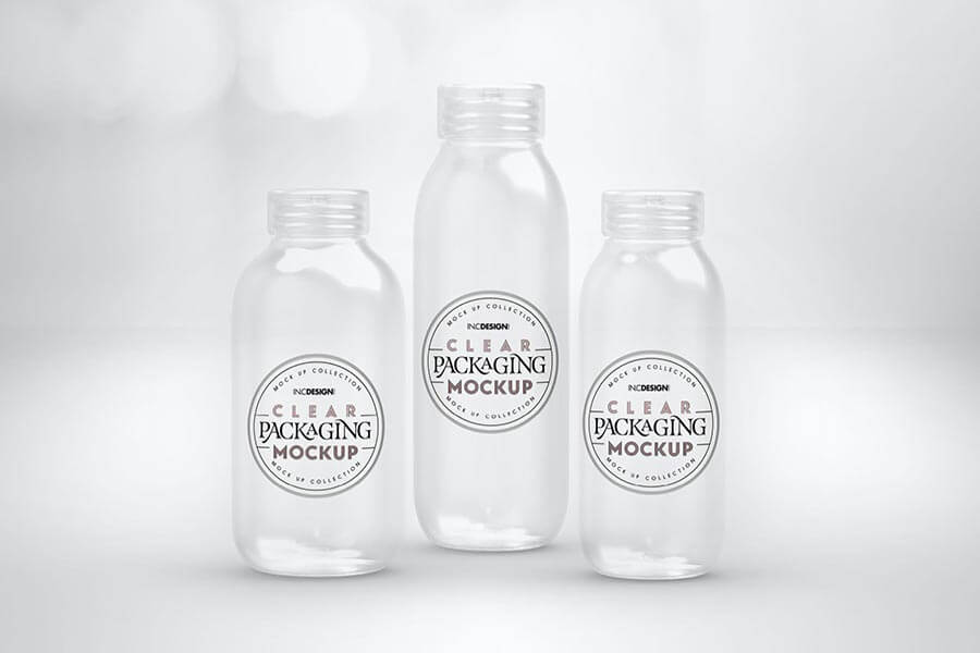 Clear Cosmetic Bottle Set Packaging Mockup