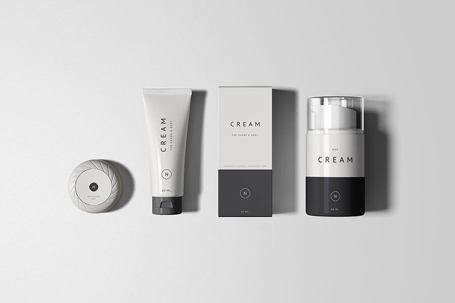 Essential Cosmetics Packaging Set Mockup