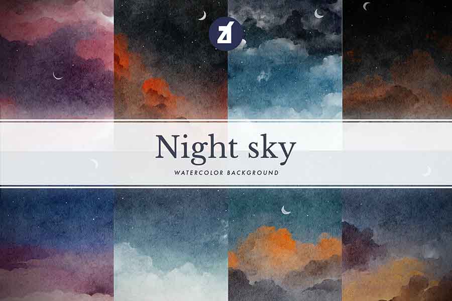 Night Sky Watercolor Background