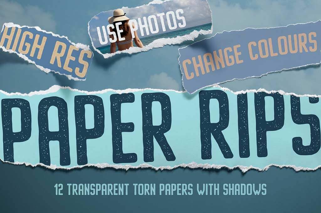 12 Isolated Paper Rips