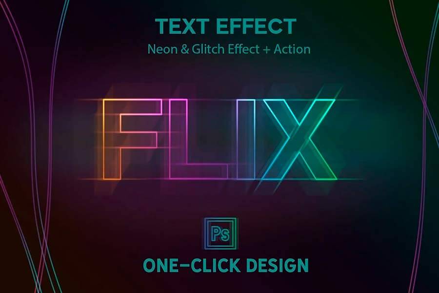 Neon Glow & Glitch Effects Photoshop