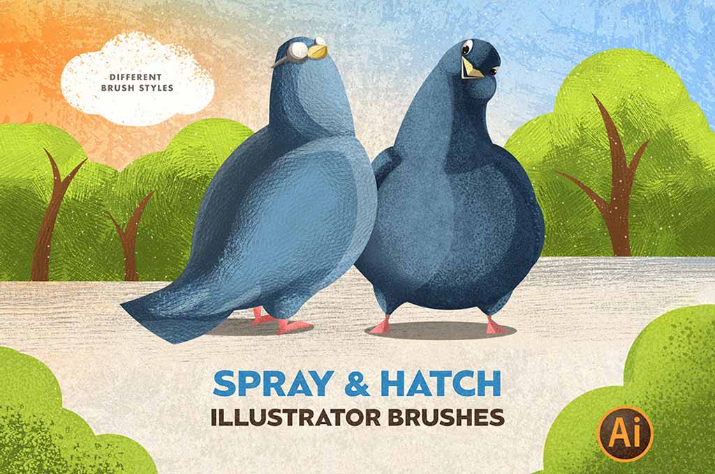 Spray & Hatch Illustrator Brushes