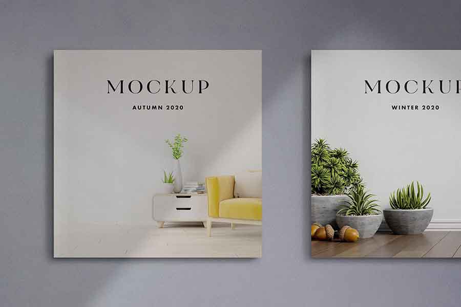 Square Cover Magazines Mockup