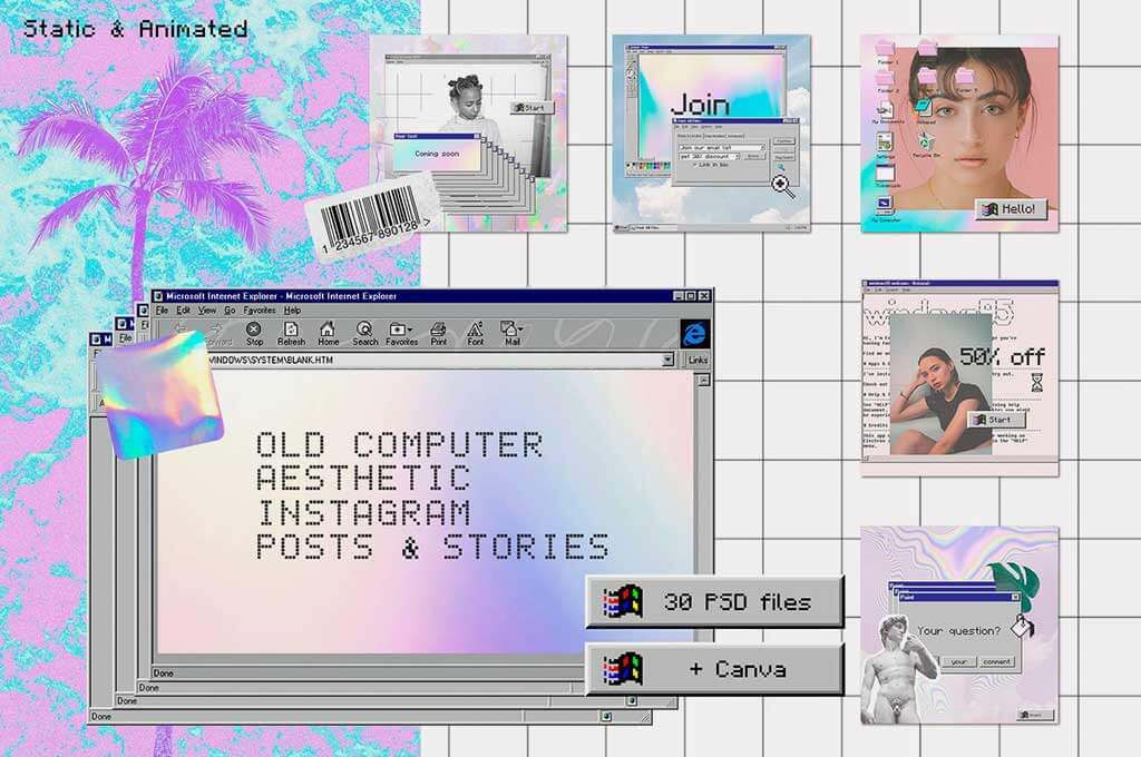 Old Computer Insta template Ps Canva