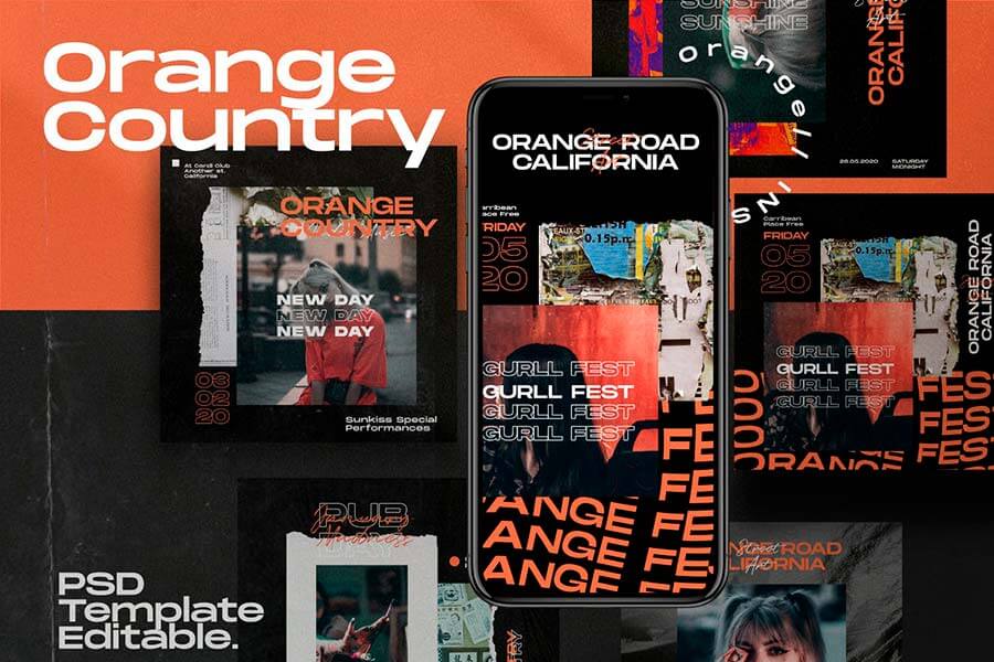 Country Orange — Instagram Template + Stories