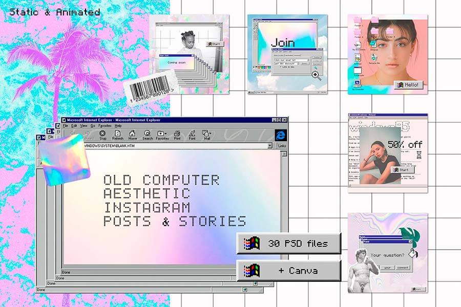 Old Computer Insta template Ps Canva