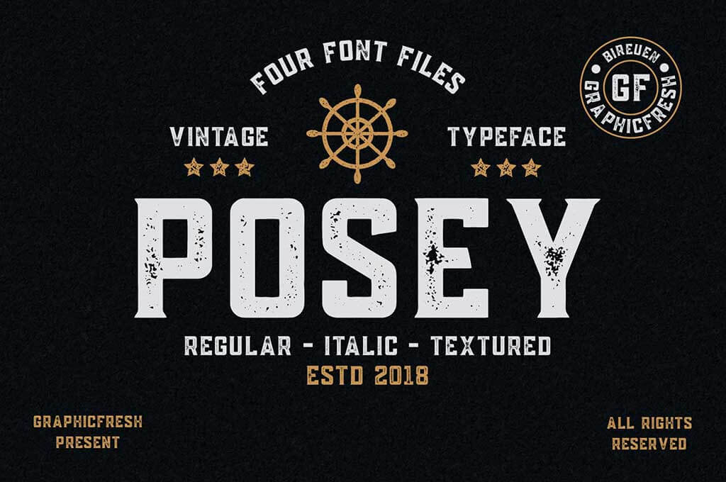 Posey — Vintage Type | 4 Font Files