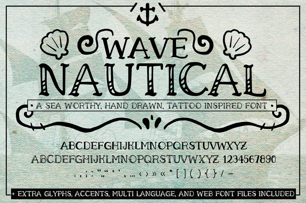 Wave Nautical Font (Handwritten Tattoo Web Fonts)