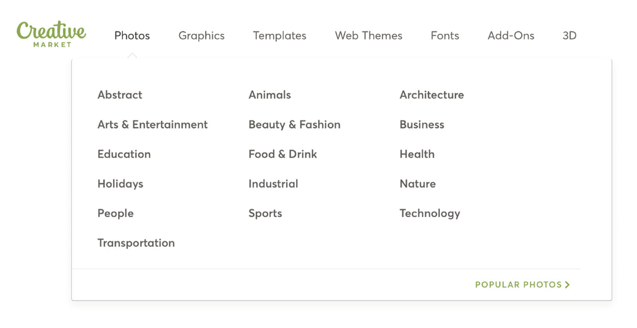 Creative Market Categories