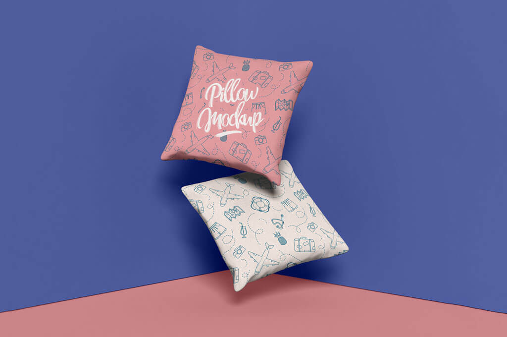 Free Brand Square Pillow Mockup Design PSD 2019