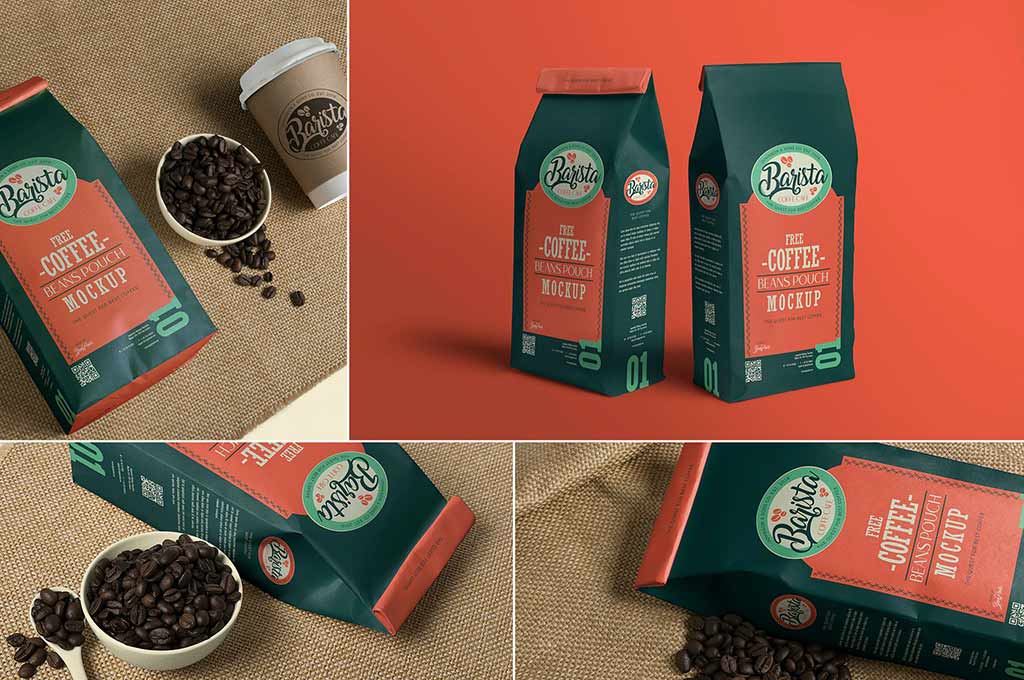 4 Coffee Pouch Mockups