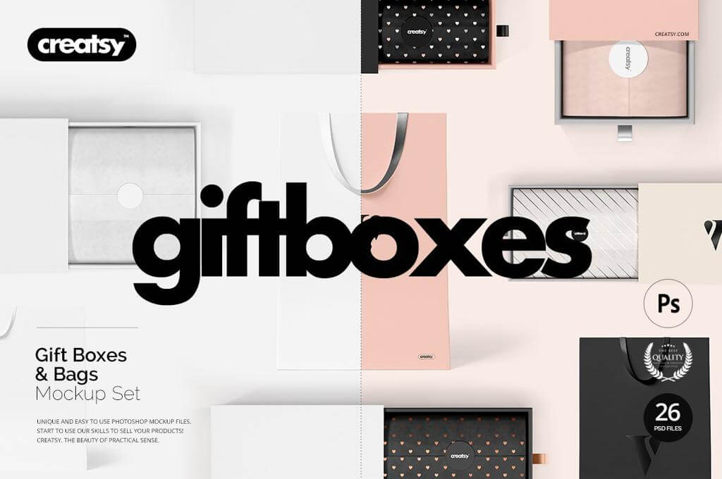 Gift Boxes and Bags Mockup Set