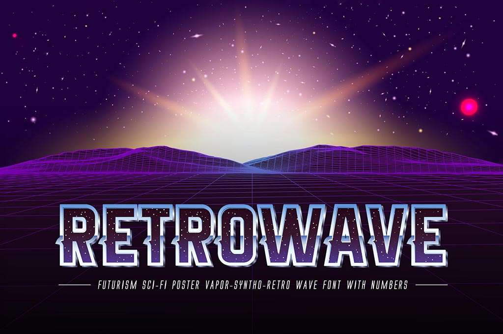 Retrowave Space OTF Vaporwave Font + Backgrounds