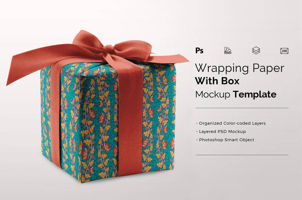 Wrapping Paper Mockup With Box