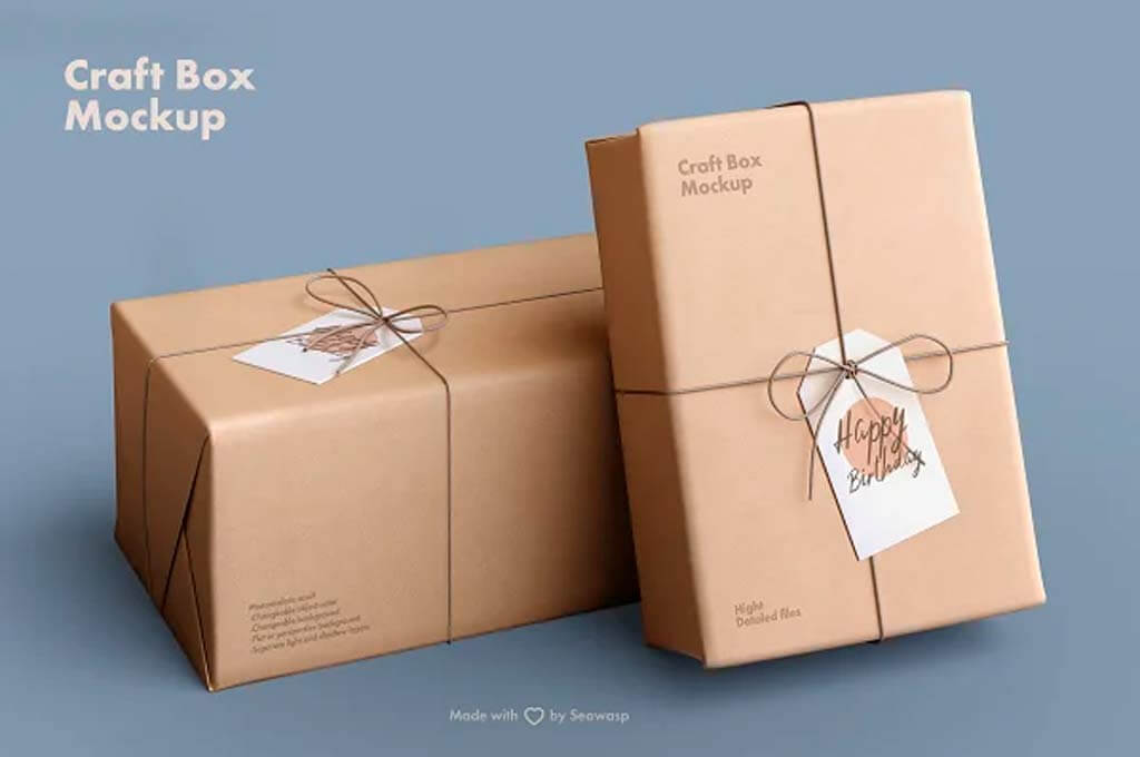 Craft Paper Giftbox Mockup