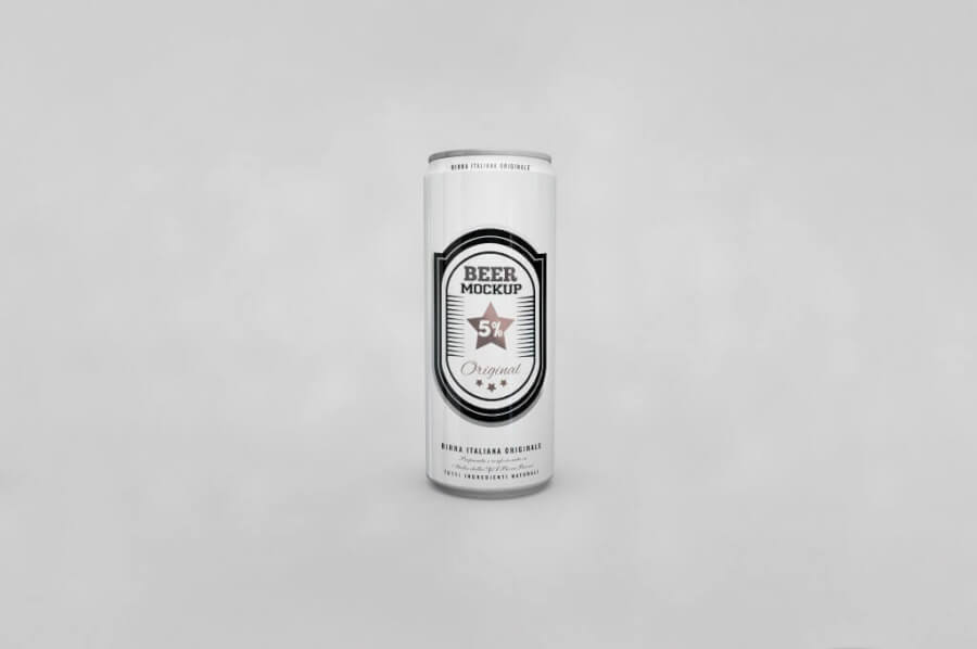 Free Tall Beer Can Design Mockup PSD