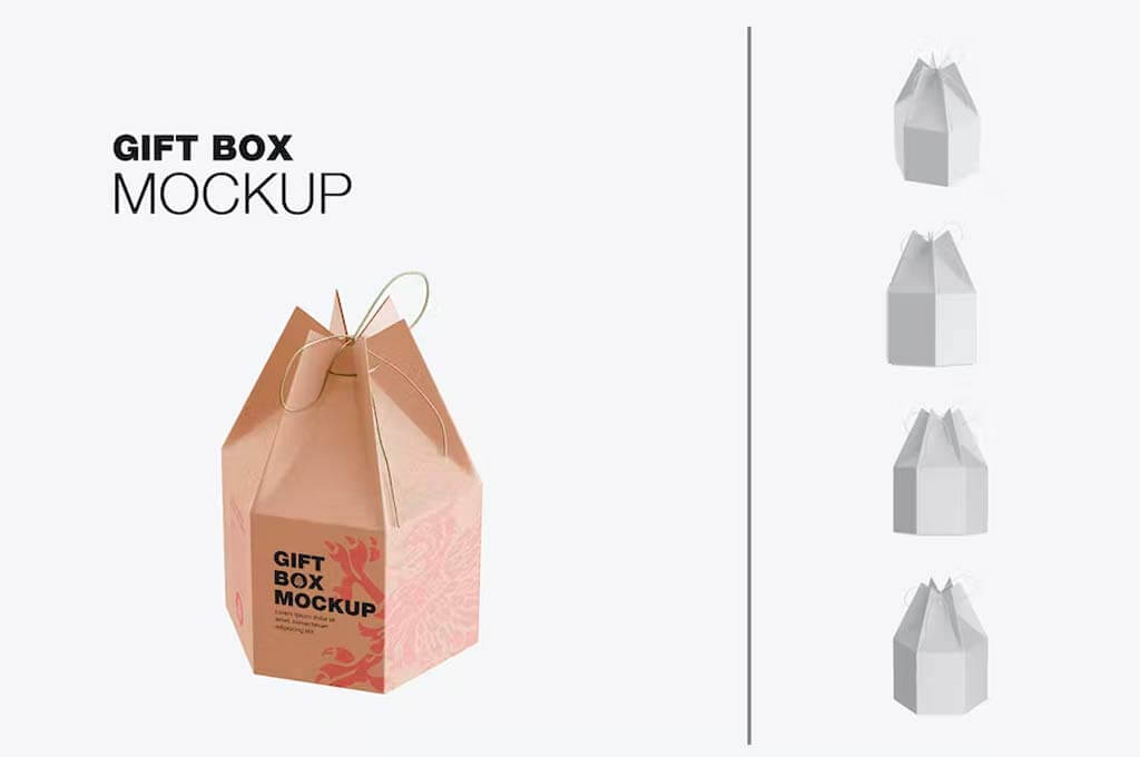 Kraft Paper Wedding Gift Box Mockup