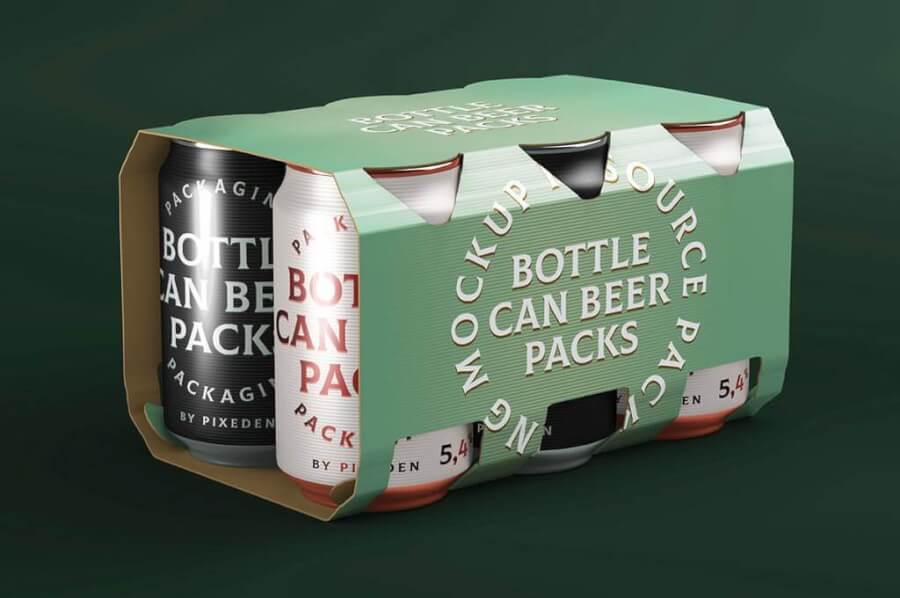 PSD Mockup Beer Can Packaging