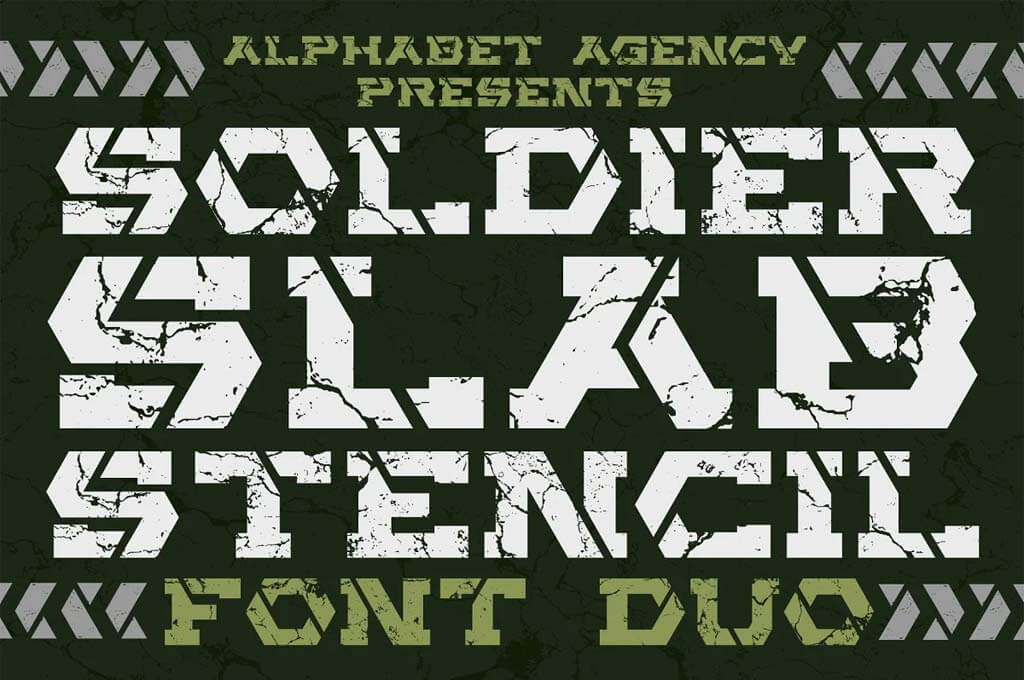 Soldier Slab Stencil Font Duo