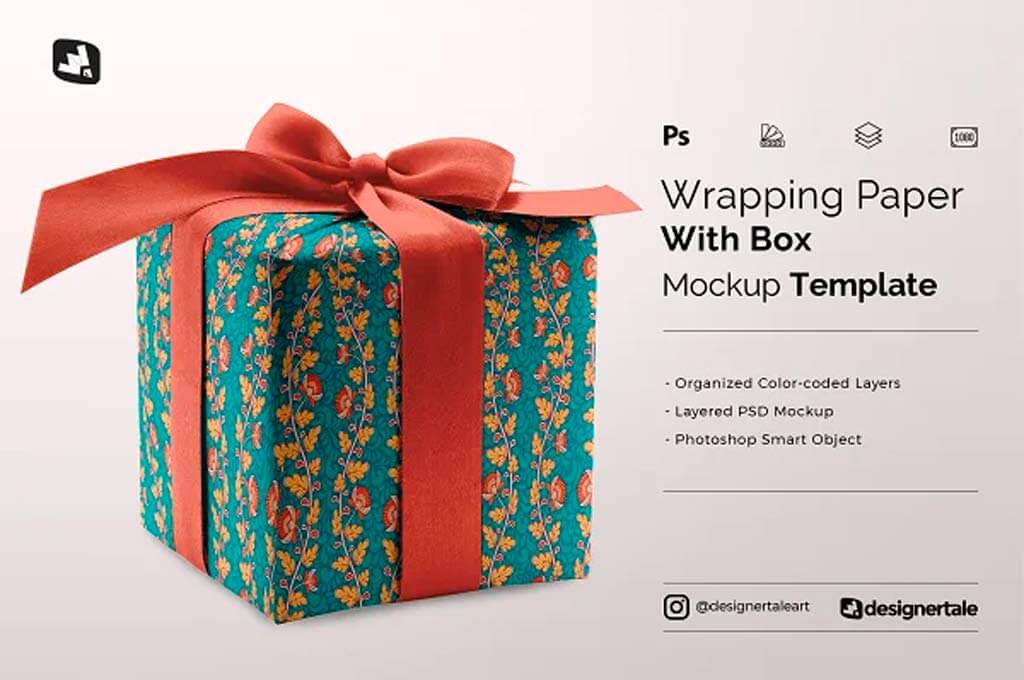 Wrapping Paper Mockup with Box