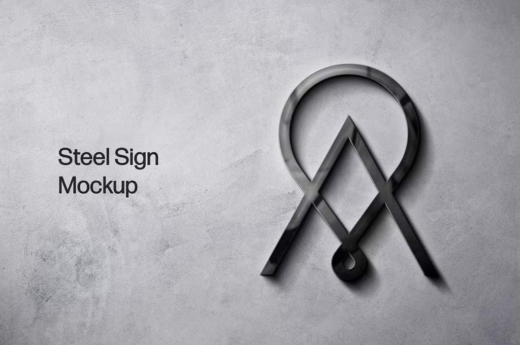 Metal Steel Sign Mockup