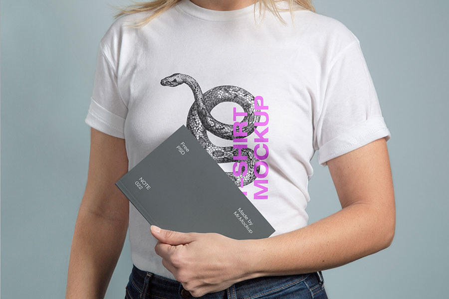 T-Shirt with Notebook Mockup